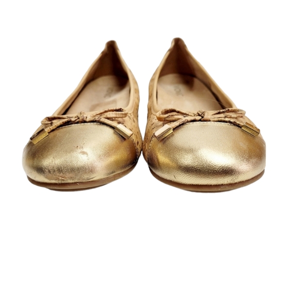 Vionic Minna Leather Gold Toe Cork Slip On Ballet Flats Shoes Size 10 - Picture 14 of 14